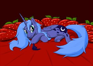 Rating: Safe Score: 0 Tags: animal /bro/ horn horns lying my_little_pony no_humans pony princess_luna strawberry wings User: (automatic)Anonymous