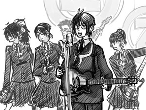 Rating: Safe Score: 0 Tags: ahoge bomb-chan bomb-kun_(artist) character_request glasses guitar instrument microphone monochrome music short_hair sketch tagme User: (automatic)nanodesu