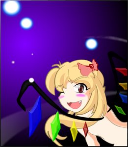 Rating: Safe Score: 0 Tags: blonde_hair blush bow brown_eyes co_(artist) fang flandre_scarlet from_behind long_hair nude touhou wings wink User: (automatic)nanodesu
