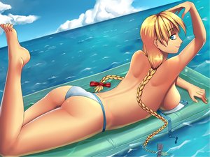 Rating: Questionable Score: 0 Tags: ass bikini blonde_hair blue_eyes braid breasts dutch_angle lying outdoors sky slavya-chan swimsuit twin_braids water User: (automatic)Anonymous