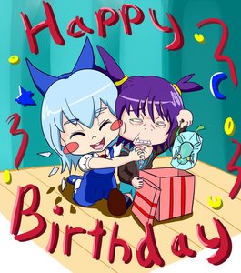 Rating: Safe Score: 1 Tags: 2girls blue_hair blush blush_stickers bow chibi cirno do_not_want dress frog frozen_frog gift green_eyes happy_birthday hug purple_hair short_hair twintails unyl-chan wings User: (automatic)Anonymous