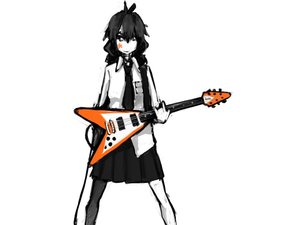 Rating: Safe Score: 0 Tags: bomb-chan bomb-kun_(artist) braid guitar instrument long_hair monochrome necktie shirt simple_background skirt star twin_braids User: (automatic)nanodesu