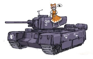 Rating: Safe Score: 0 Tags: alternative bow cirno dress orange_hair panzermeido_(artist) simple_background tank touhou User: (automatic)nanodesu