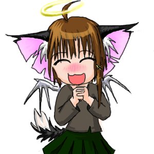 Rating: Safe Score: 0 Tags: ^_^ animal_ears blush brown_hair cat_ears chibi closed_eyes cosplay haibane_renmei hairpin halo lowres /o/ oekaki open_mouth serial_experiments_lain short_hair simple_background skirt tail wings User: (automatic)nanodesu