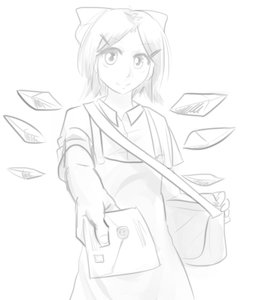 Rating: Safe Score: 0 Tags: bag bow cirno delivery dress f2d_(artist) letter mail monochrome short_hair sketch touhou wings User: (automatic)Anonymous