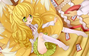 Rating: Safe Score: 0 Tags: animal_ears ascot blonde_hair blush chibi drill_hair fang fox_ears green_eyes has_child_posts long_hair open_mouth oxykoma_(artist) plate sitting skirt socks tail User: (automatic)Willyfox