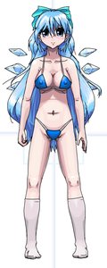 Rating: Questionable Score: 0 Tags: alternate_hairstyle bikini binary blue_eyes blue_hair bow breasts cirno f2d_(artist) long_hair socks swimsuit touhou wings User: (automatic)nanodesu