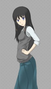 Rating: Safe Score: 0 Tags: black_hair blue_eyes hands_on_hips long_hair megane-chan shirt simple_background skirt sleeves_rolled_up sweater_vest /vn/ User: (automatic)timewaitsfornoone