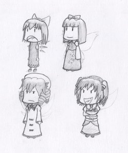 Rating: Safe Score: 0 Tags: 4girls bow chibi cirno drill_hair fairy fang hat headdress luna_child monochrome multiple_girls sketch star_sapphire sunny_milk /to/ touhou twintails wings User: (automatic)nanodesu