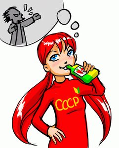 Rating: Safe Score: 0 Tags: blue_eyes blush co2_(artist) co_(artist) drinking hands_on_hips long_hair red_hair simple_background /tan/ twintails ussr-tan wakaba_colors wakaba_mark User: (automatic)nanodesu