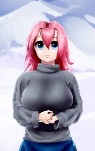 Rating: Safe Score: 0 Tags: blue_eyes breasts long_hair mountains outdoors pink_hair snow sweater winter User: (automatic)nanodesu