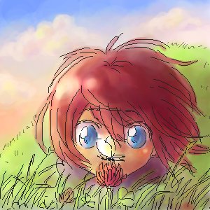 Rating: Safe Score: 0 Tags: atmospheric blue_eyes blush butterfly cloud flower grass nature /o/ oekaki red_hair short_hair sky wind User: (automatic)nanodesu