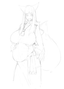 Rating: Questionable Score: 0 Tags: animal_ears breasts horo large_breasts long_hair monochrome oxykoma_(artist) pregnant sketch spice_and_wolf tail wolf User: (automatic)Anonymous