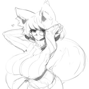 Rating: Safe Score: 0 Tags: animal arms_up ears glasses large_breasts oxykoma_(artist) sketch sweater tail User: (automatic)Willyfox
