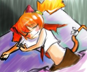Rating: Safe Score: 0 Tags: animal_ears bandages bed blush cat_ears closed_eyes crop_top dvach-tan lying necktie orange_hair pioneer_tie skirt sleeping smile tail twintails User: (automatic)nanodesu