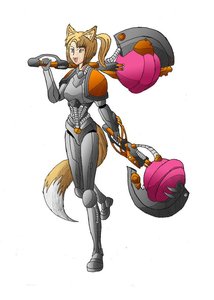 Rating: Safe Score: 0 Tags: animal_ears armor axe brown_hair candy crossover fox_tail ponytail sci-fi sladov-chan tail warhammer_40k weapon yellow_eyes User: (automatic)nanodesu