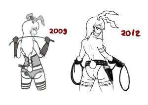 Rating: Safe Score: 0 Tags: alternate_costume animal_ears art_progression belt bunny_ears bunny_tail champion_of_tzeentch_(artist) chart comparison corset elbow_gloves from_behind gloves looking_back monochrome pistol reisen_udongein_inaba simple_background tail thighhighs /to/ touhou weapon User: (automatic)nanodesu
