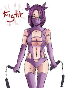 Rating: Safe Score: 0 Tags: alternate_costume breasts gloves green_eyes mask ninja /o/ oekaki purple_hair tagme thighhighs twintails unyl-chan weapon User: (automatic)nanodesu