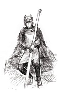 Rating: Safe Score: 0 Tags: 1boy character_request cloak crown monochrome mythology russian sketch tagme traditional_clothes weapon User: (automatic)Anonymous