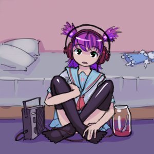 Rating: Safe Score: 0 Tags: 1girl bed black_legwear character_doll cirno crossed_legs green_eyes headphones jar pillow purple_hair radio school_uniform serafuku sitting solo thighhighs touhou toy twintails unyl-chan User: (automatic)Anonymous