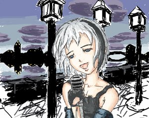 Rating: Safe Score: 0 Tags: bikko blue_eyes city cityscape gloves iscribble microphone multicolored_hair music night short_hair singing sketch sky User: (automatic)nanodesu