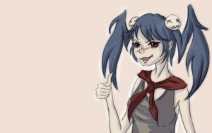 Rating: Safe Score: 0 Tags: blue_hair creepy-chan fang necktie pioneer_necktie red_eyes scar simple_background skull thumbs_up top twintails User: (automatic)nanodesu