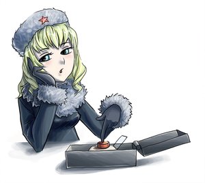 Rating: Safe Score: 0 Tags: blonde_hair blue_eyes button drill_hair furry_hat gloves hat long_hair red_button red_star russia-oneesama simple_background star /tan/ winter_clothes User: (automatic)nanodesu