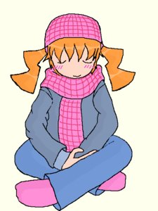 Rating: Safe Score: 0 Tags: alternate_costume blush closed_eyes crossed_legs dvach-tan hat indian_style mspaint orange_hair red_eyes scarf sitting transparent_background twintails User: (automatic)nanodesu