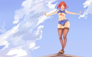 Rating: Safe Score: 0 Tags: breasts cameltoe cloud crop_top outdoors outstretched_arms red_hair short_hair shorts sky thighhighs wallpaper yellow_eyes User: (automatic)nanodesu