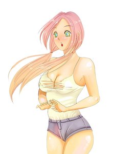Rating: Explicit Score: 0 Tags: blush breasts embarrassed long_hair multicolored_eyes pink_hair shorts simple_background surprised top torn_clothes twintails User: (automatic)nanodesu