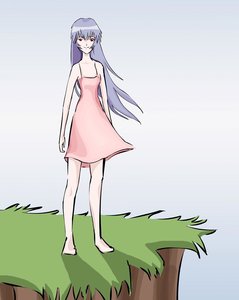 Rating: Safe Score: 0 Tags: alternate_costume alternate_hairstyle ayanami_rei barefoot blue_hair dress grass long_hair nature neon_genesis_evangelion red_eyes sky smile User: (automatic)nanodesu