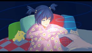 Rating: Safe Score: 0 Tags: aqua_eyes arsenixc_(artist) atmospheric bed blue_hair crying pajamas sadness tears twintails unyl-chan User: (automatic)ii