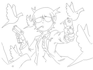 Rating: Safe Score: 0 Tags: bird champion_of_tzeentch_(artist) glasses monochrome mouth_hold necktie pistol sketch twintails unyl-chan weapon User: (automatic)Anonymous