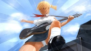 Rating: Safe Score: 0 Tags: closed_eyes dutch_angle dvach-tan eroge from_below game_cg guitar highres instrument music necktie orange_hair outdoors panties pioneer pioneer_necktie pioneer_uniform shirt skirt sky socks twintails User: (automatic)Anonymous