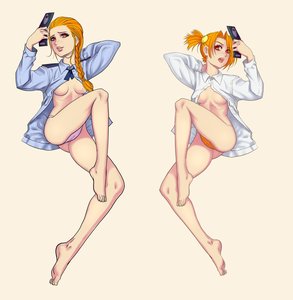 Rating: Explicit Score: 0 Tags: alternate_hairstyle braid cellphone dakimakura dvach-tan has_child_posts highres lying orange_hair panties red_eyes shirt smolev_(artist) twintails underboob User: (automatic)Anonymous