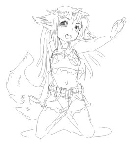 Rating: Safe Score: 0 Tags: animal_ears long_hair monochrome /o/ oekaki open_mouth shorts simple_background sketch tail top User: (automatic)nanodesu