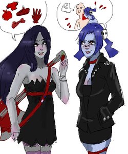 Rating: Safe Score: 0 Tags: 2girls adventure_time bare_shoulders blue_hair blue_skin collar creepy-chan crossover dress grey_skin long_hair marceline red_eyes skirt skull striped twintails vampire weapon User: (automatic)nanodesu