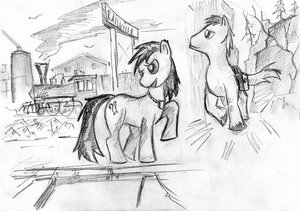 Rating: Safe Score: 0 Tags: animal /bro/ city monochrome my_little_pony no_humans outdoors pony sign sketch traditional_media train User: (automatic)Anonymous