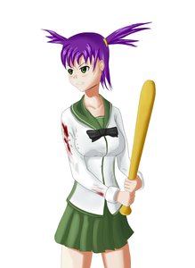 Rating: Safe Score: 0 Tags: alternate_costume angry baseball_bat blood blush bow cosplay green_eyes highschool_of_the_dead purple_hair school_uniform teeth twintails unyl-chan User: (automatic)timewaitsfornoone
