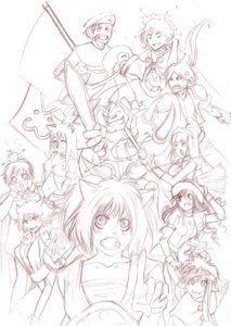 Rating: Safe Score: 0 Tags: 1boy >:3 animal_ears arrow beret broom cat_ears character_request curly_hair everyone fantasy flag has_child_posts hat long_hair maid maid_headdress maid_outfit monochrome multiple_boys multiple_girls ponytail short_hair sketch sword tagme traditional_media weapon User: (automatic)nanodesu