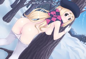 Rating: Explicit Score: 0 Tags: 1girl against_tree ass beret blonde_hair blue_eyes blush breasts dutch_angle eyebrows from_behind hat highres k-on! kotobuki_tsumugi long_hair looking_back mittens nipples panties pantyhose pantyhose_pull panty_pull pussy pussy_juice scarf snow solo topless tree white_legwear winter User: (automatic)Anonymous