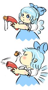 Rating: Questionable Score: 0 Tags: baka blue_eyes blue_hair blush bow cirno cork pistol simple_background strip touhou toy wings User: (automatic)Willyfox