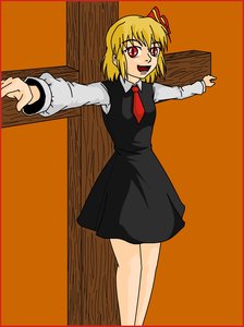 Rating: Safe Score: 0 Tags: blonde_hair cross crucified dress mspaint necktie open_mouth red_eyes rumia short_hair teeth touhou User: (automatic)monat