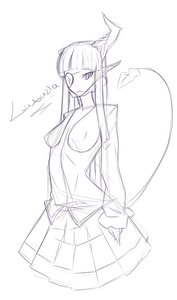 Rating: Safe Score: 0 Tags: :< earrings elf_ears eye_patch /h/ horns long_hair luxuria monochrome oxykoma_(artist) pantyhose pointy_ears sketch skirt succubus tail tattoo User: (automatic)Willyfox