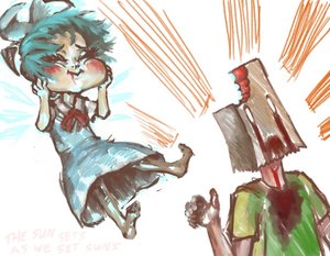 Rating: Questionable Score: 0 Tags: anonymous bag_on_head blood blue_hair cirno eating guro touhou User: (automatic)Anonymous