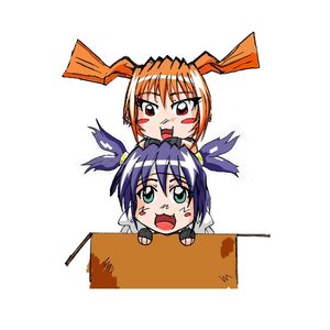 Rating: Safe Score: 0 Tags: 2girls :3 blush blush_stickers box chibi dvach-tan fang green_eyes open_mouth orange_hair purple_hair red_eyes simple_background smile twintails unyl-chan User: (automatic)timewaitsfornoone