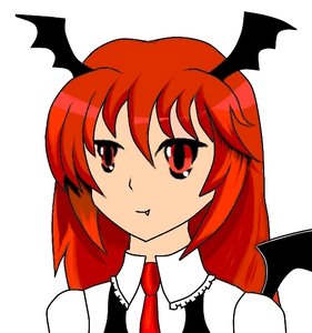 Rating: Safe Score: 0 Tags: fang head_wings koakuma long_hair red_eyes red_hair simple_background /to/ touhou wings User: (automatic)nanodesu