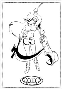 Rating: Safe Score: 0 Tags: ahoge boots closed_eyes co_(artist) collar excavator_bucket excavator-chan long_hair monochrome scythe shorts sketch tarot the_death top User: (automatic)Willyfox