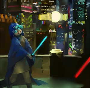 Rating: Safe Score: 0 Tags: 1girl alternate_costume blue_eyes blue_hair cirno crossover energy_sword glowing_eyes lightsaber star_wars touhou weapon User: (automatic)Anonymous