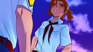 Rating: Safe Score: 0 Tags: 1boy angry dutch_angle dvach-tan eroge from_behind from_below game_cg highres necktie orange_hair outdoors pioneer pioneer_necktie pioneer_uniform red_eyes semyon_(character) shirt sky twilight twintails User: (automatic)Anonymous